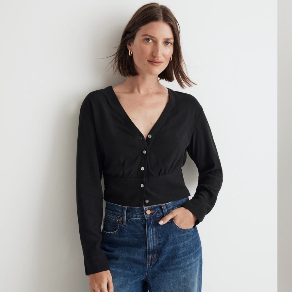 nwt Madewell V-neck Button Front Shirt